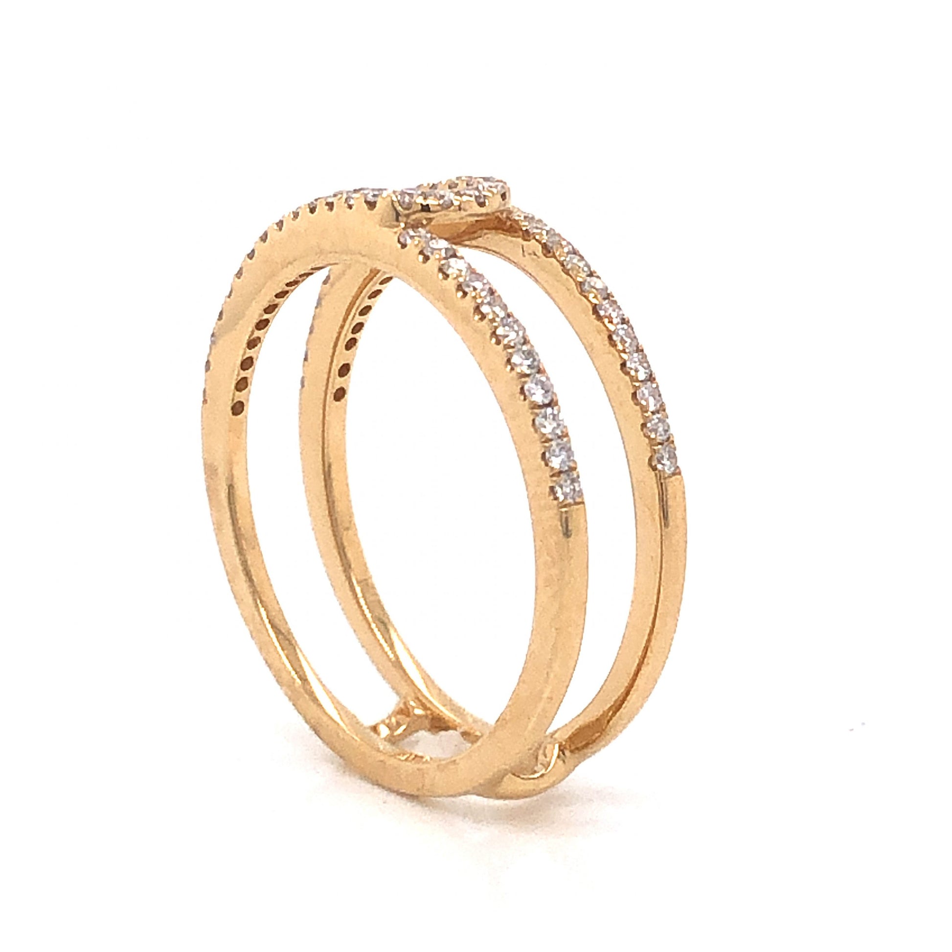 Pave Diamond Double Band Stacking Ring in 18k Yellow GoldComposition: 18 Karat Yellow Gold Ring Size: 7 Total Diamond Weight: .29ct Total Gram Weight: 3.0 g Inscription: 18k 750
      