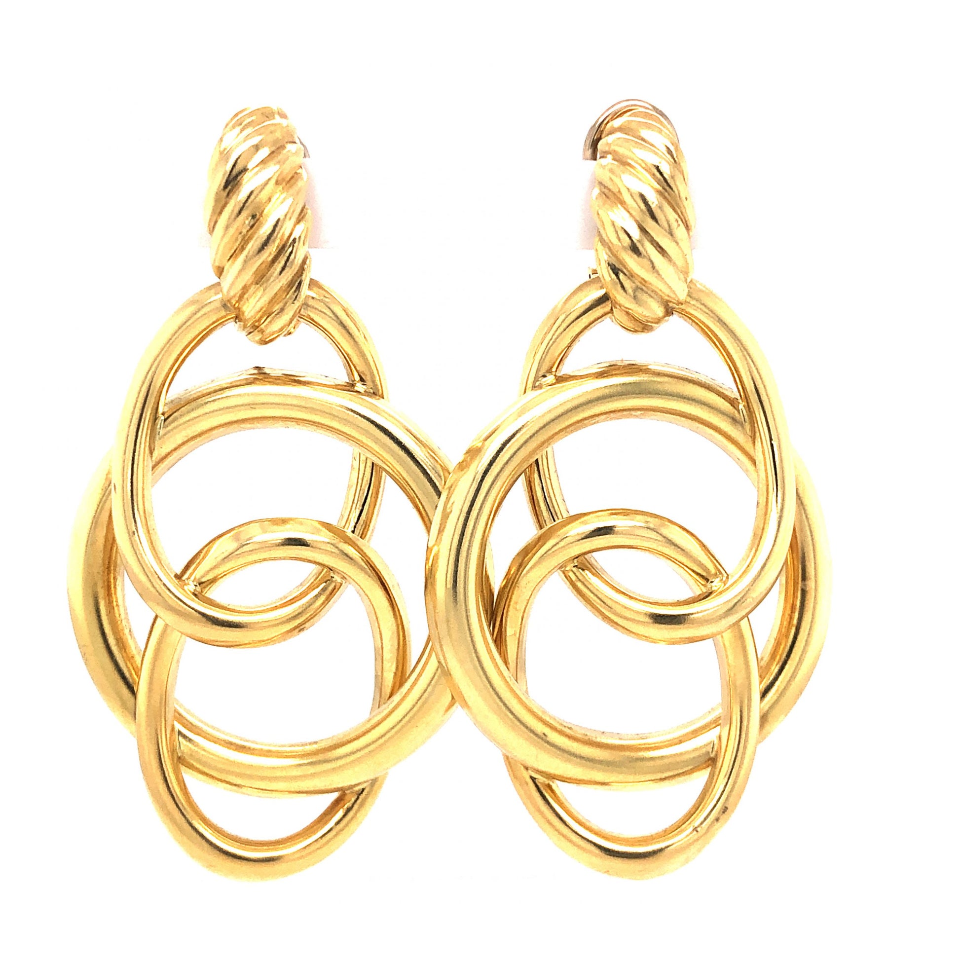 Interlaced Hoop Earrings in 18k Yellow GoldComposition: 18 Karat Yellow GoldTotal Gram Weight: 24.1 gInscription: 18k 31DAL 750 ITALY