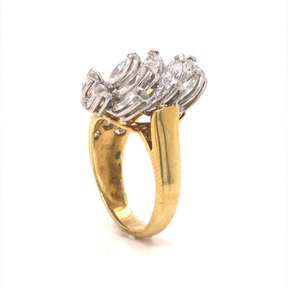 Marquise Diamond Cluster Statement Ring in 18k Gold & Platinum