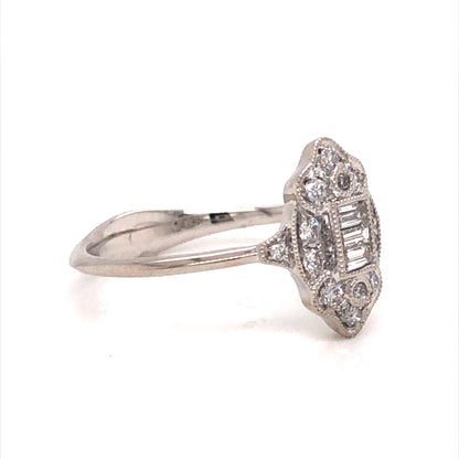 Antique Inspired Diamond Cluster Ring in 18k White Gold