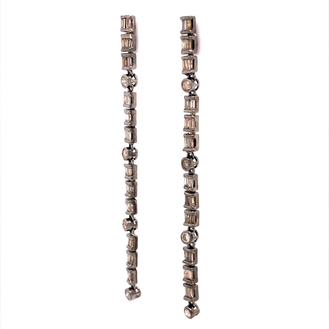 Cognac Diamond Drop Earrings in Sterling Silver