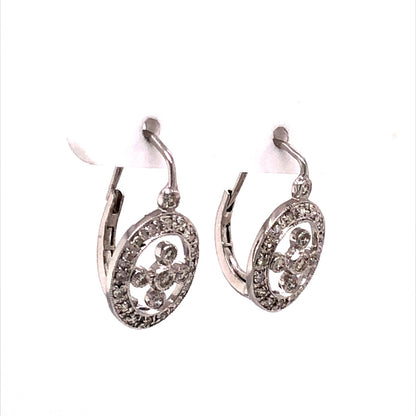 Oval Shaped Pave Diamond Earrings in 14k White Gold