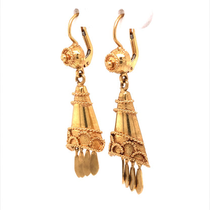 Victorian Inspired Drop Earrings in 18k Yellow Gold