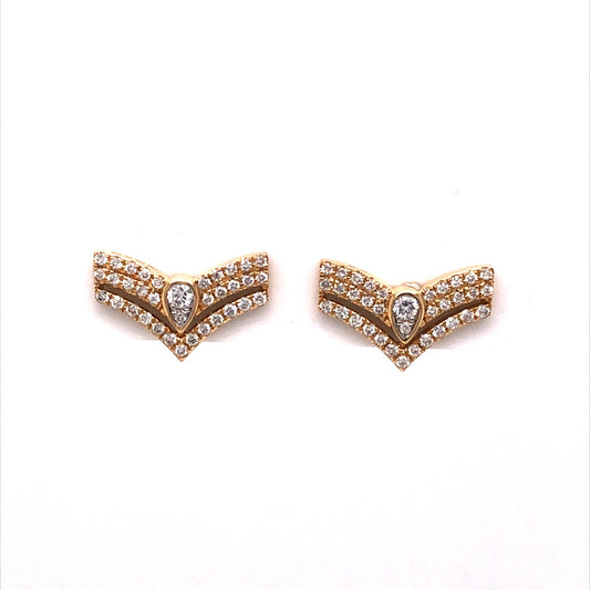 Diamond Chevron Stud Earrings in 18k Yellow Gold