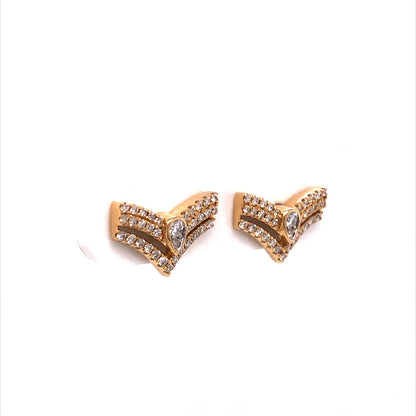 Diamond Chevron Stud Earrings in 18k Yellow Gold