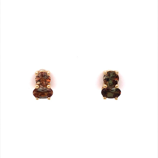 Andalusite Stud Earrings in 14k Yellow Gold