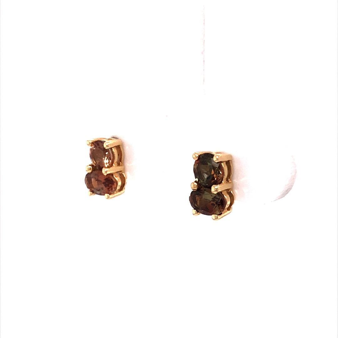 Andalusite Stud Earrings in 14k Yellow GoldComposition: 14 Karat Yellow Gold Total Gram Weight: 1.0 g