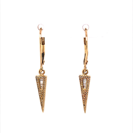 Diamond Spike Drop Earrings in 14k Yellow Gold