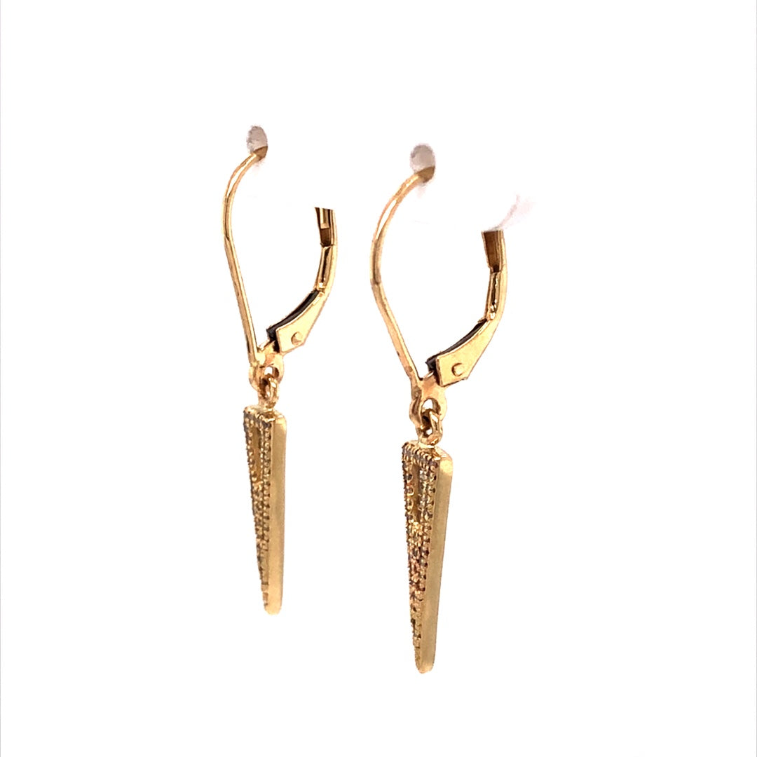 Diamond Spike Drop Earrings in 14k Yellow Gold