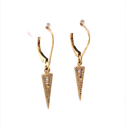 Diamond Spike Drop Earrings in 14k Yellow Gold