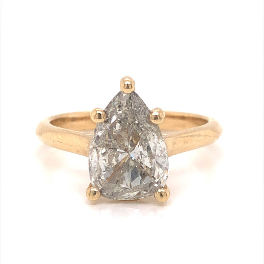 Five Prong Pear Diamond Engagement Ring in 14k Yellow Gold