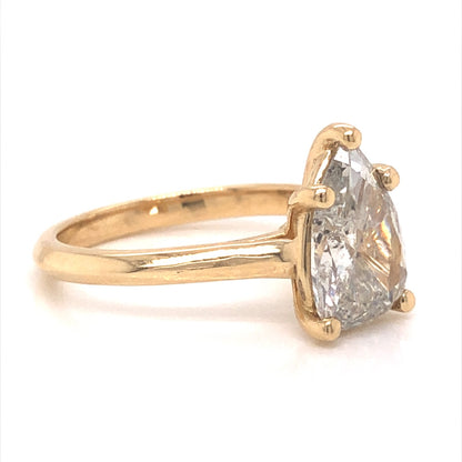 Five Prong Pear Diamond Engagement Ring in 14k Yellow Gold