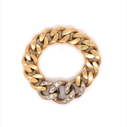 Diamond Cuban Link Ring in 14k Yellow Gold