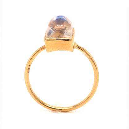 Rectangular Bezel Set Moonstone Ring in 18k Yellow Gold