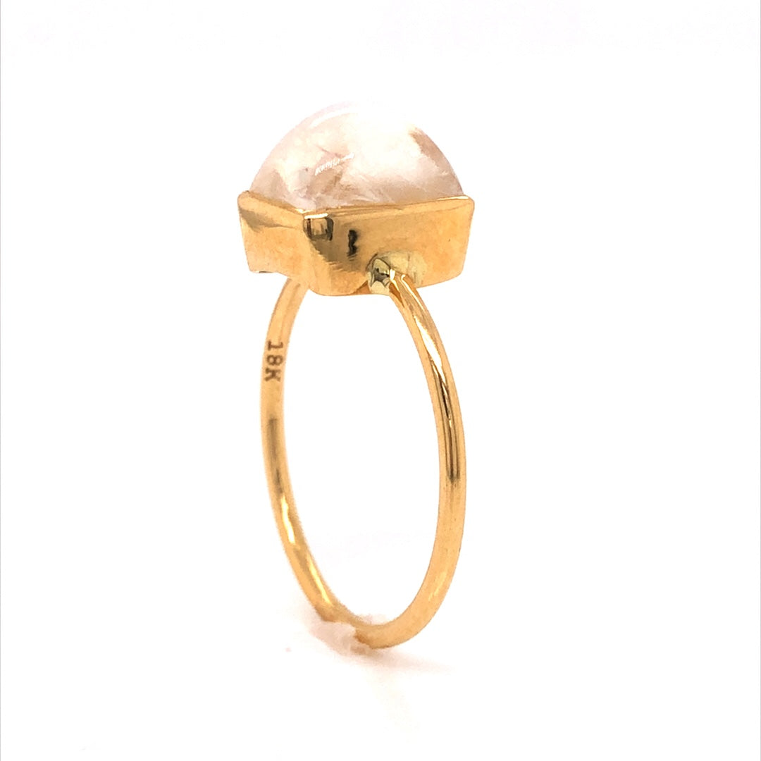 Rectangular Bezel Set Moonstone Ring in 18k Yellow Gold