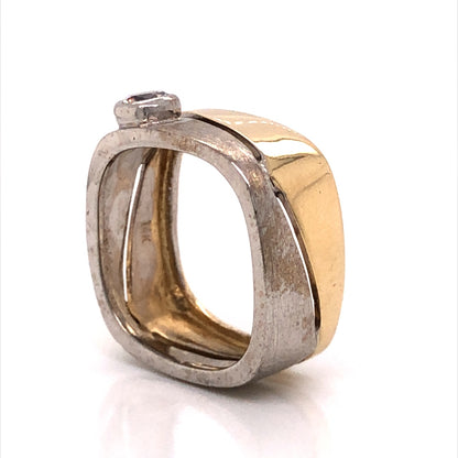 Squared Two Tone Diamond Accent Ring in 14k