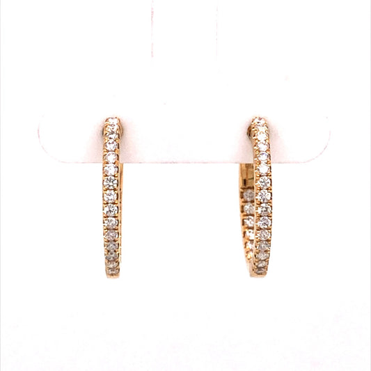 20mm Yellow Gold Diamond Hoop Earrings in 18k