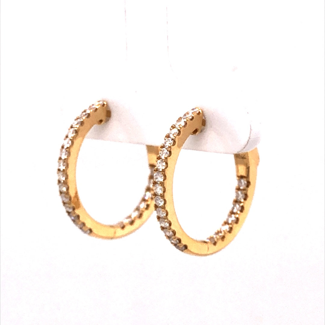 20mm Yellow Gold Diamond Hoop Earrings in 18k