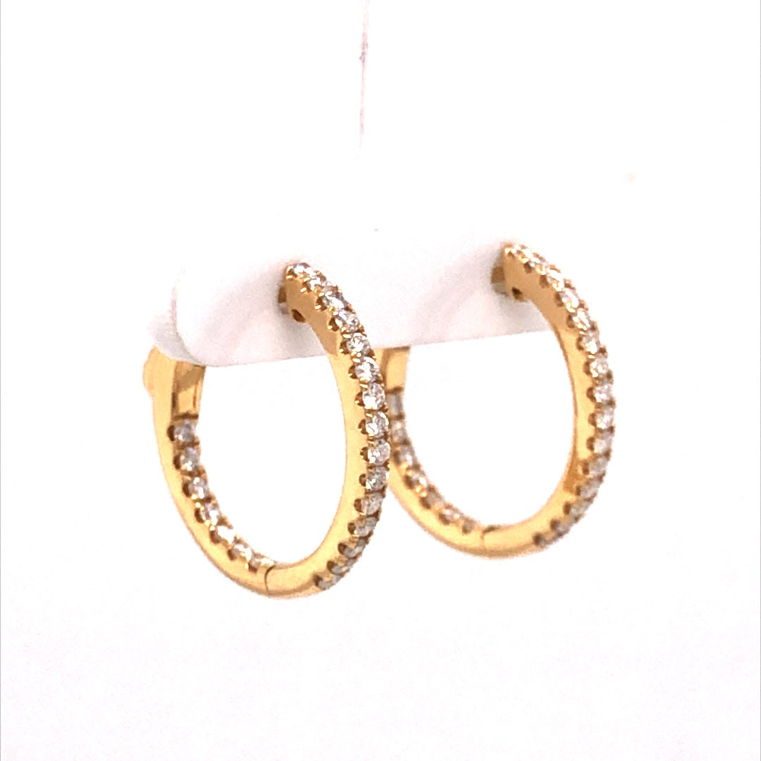 20mm Yellow Gold Diamond Hoop Earrings in 18kComposition: 18 Karat Yellow GoldTotal Diamond Weight: .60 ctTotal Gram Weight: 4.4 gInscription: 18k 750
