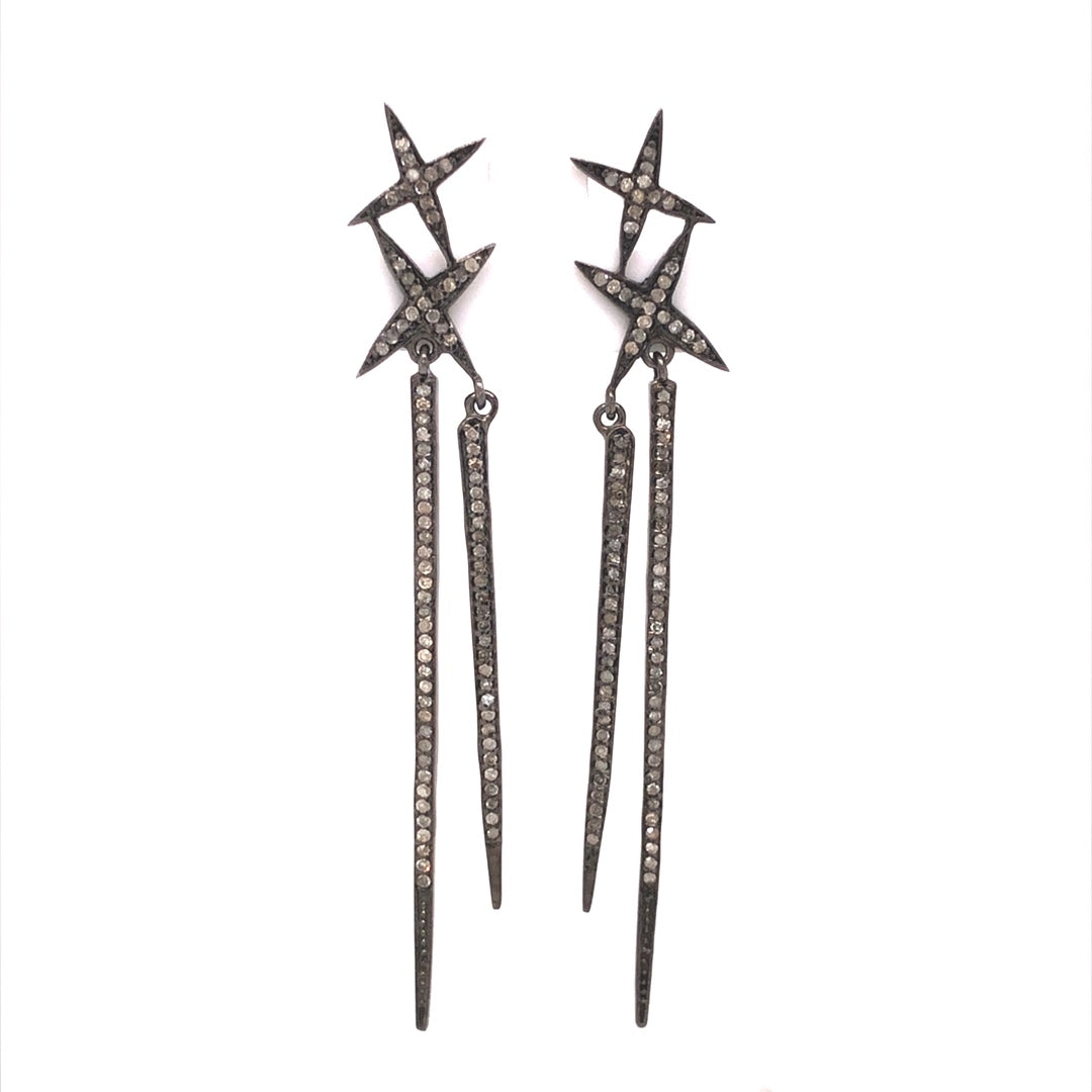 Pave Shooting Star Earrings in Sterling SilverComposition: Sterling SilverTotal Diamond Weight: .99 ctTotal Gram Weight: 6.1 g