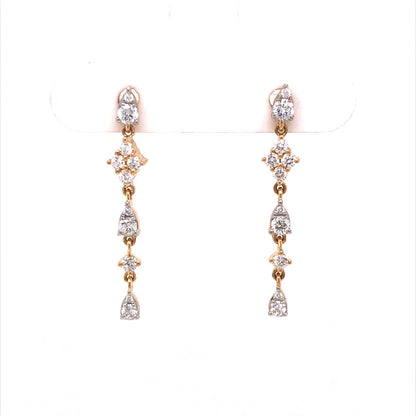 Diamond Cluster Drop Earrings in 18k Yellow Gold