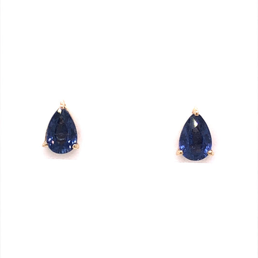 Pear Cut Sapphire Stud Earrings in 14k Yellow Gold