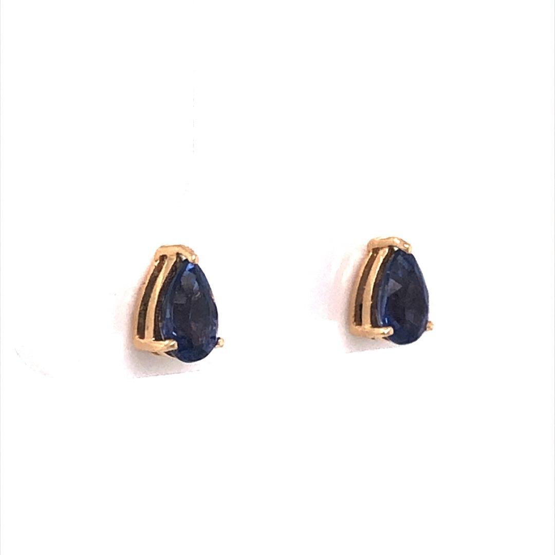 Pear Cut Sapphire Stud Earrings in 14k Yellow GoldComposition: 14 Karat Yellow Gold Total Gram Weight: .65 g Inscription: 14k
      