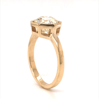 Hexagonal Solitaire Diamond Engagement Ring in 14k Yellow Gold