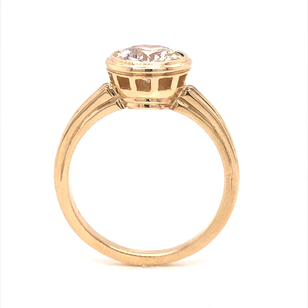 1.33 Bezel Set Diamond Engagement Ring in 14k Yellow Gold