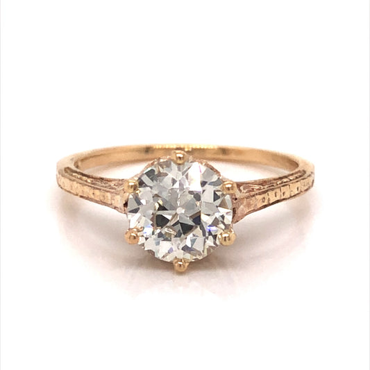 Six Prong Art Deco Diamond Engagement Ring in 10k Yellow Gold