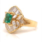 Diamond & Emerald Ballerina Cocktail Ring in 18k Yellow Gold