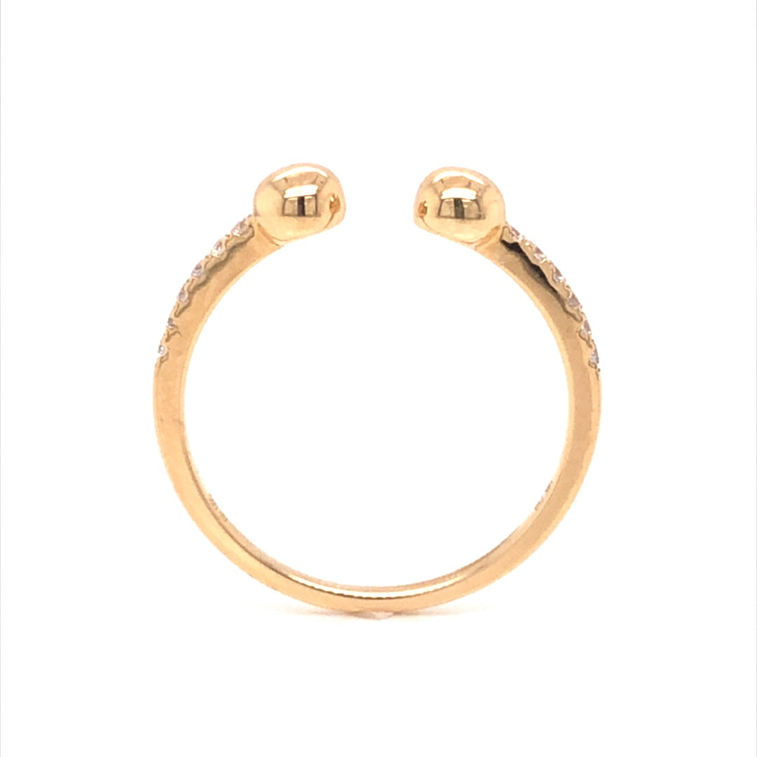 Open Diamond Stacking Ring in 18k Yellow GoldComposition: 18 Karat Yellow Gold Ring Size: 8 Total Diamond Weight: .10ct Total Gram Weight: 1.9 g Inscription: D0.095 18k 750
      