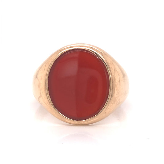 Victorian Carnelian Signet Ring in 14k Yellow Gold