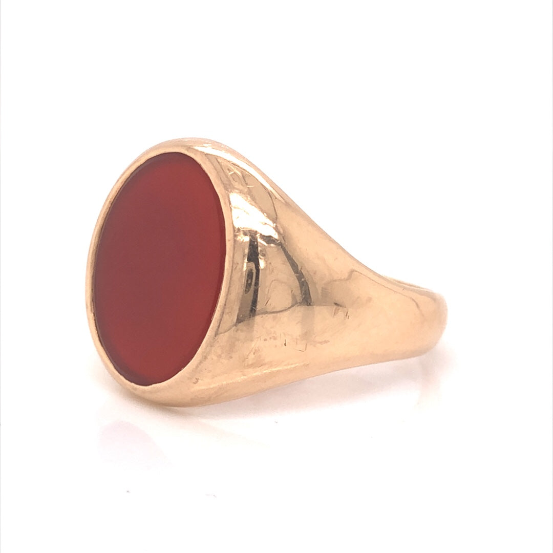 Victorian Carnelian Signet Ring in 14k Yellow Gold