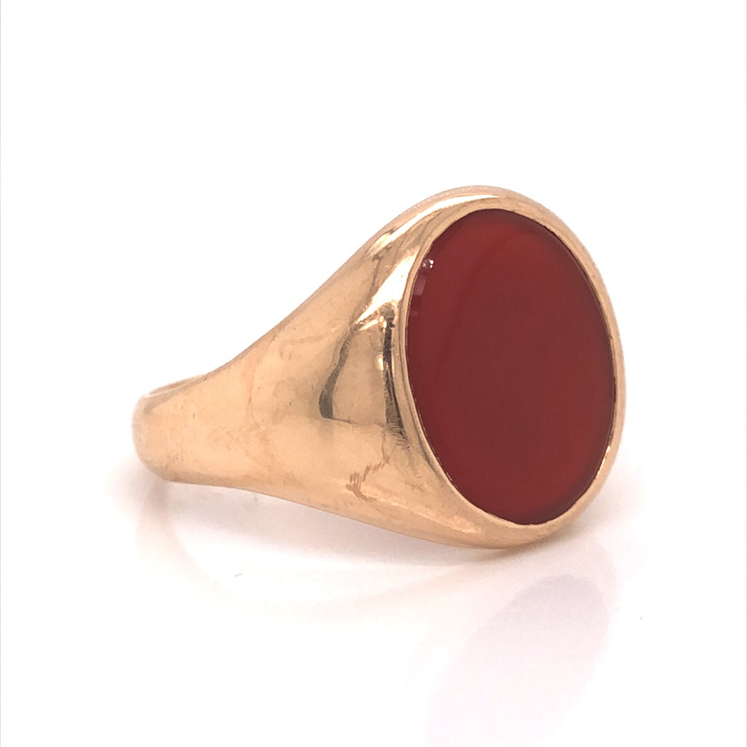 Victorian Carnelian Signet Ring in 14k Yellow Gold
