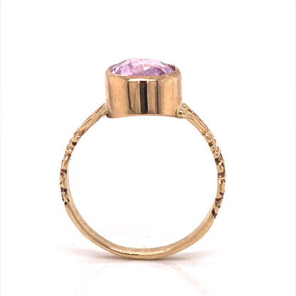 Victorian Bezel Set Pink Sapphire Ring in 14k Yellow Gold