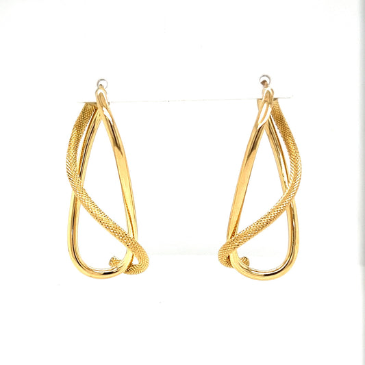 Italian Yellow Gold Drop Earrings in 14k