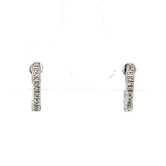 Everyday Diamond Huggie Hoop Earrings in 14k White Gold