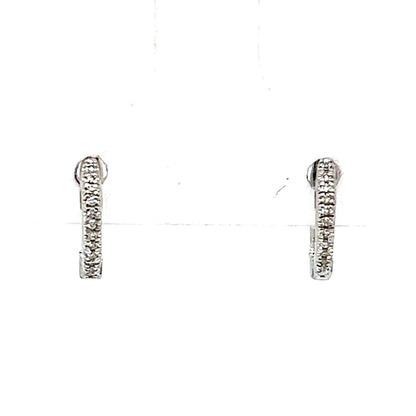 Small Huggie Diamond Hoop Earrings in 14k White Gold