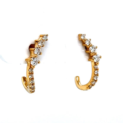 Diamond Hook Stud Earrings in 18k Yellow Gold