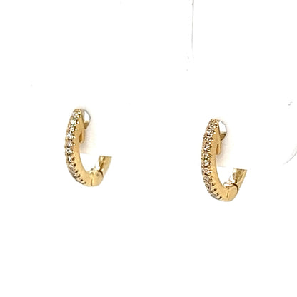 Diamond Huggie Hoop Earrings in 14k Yellow Gold