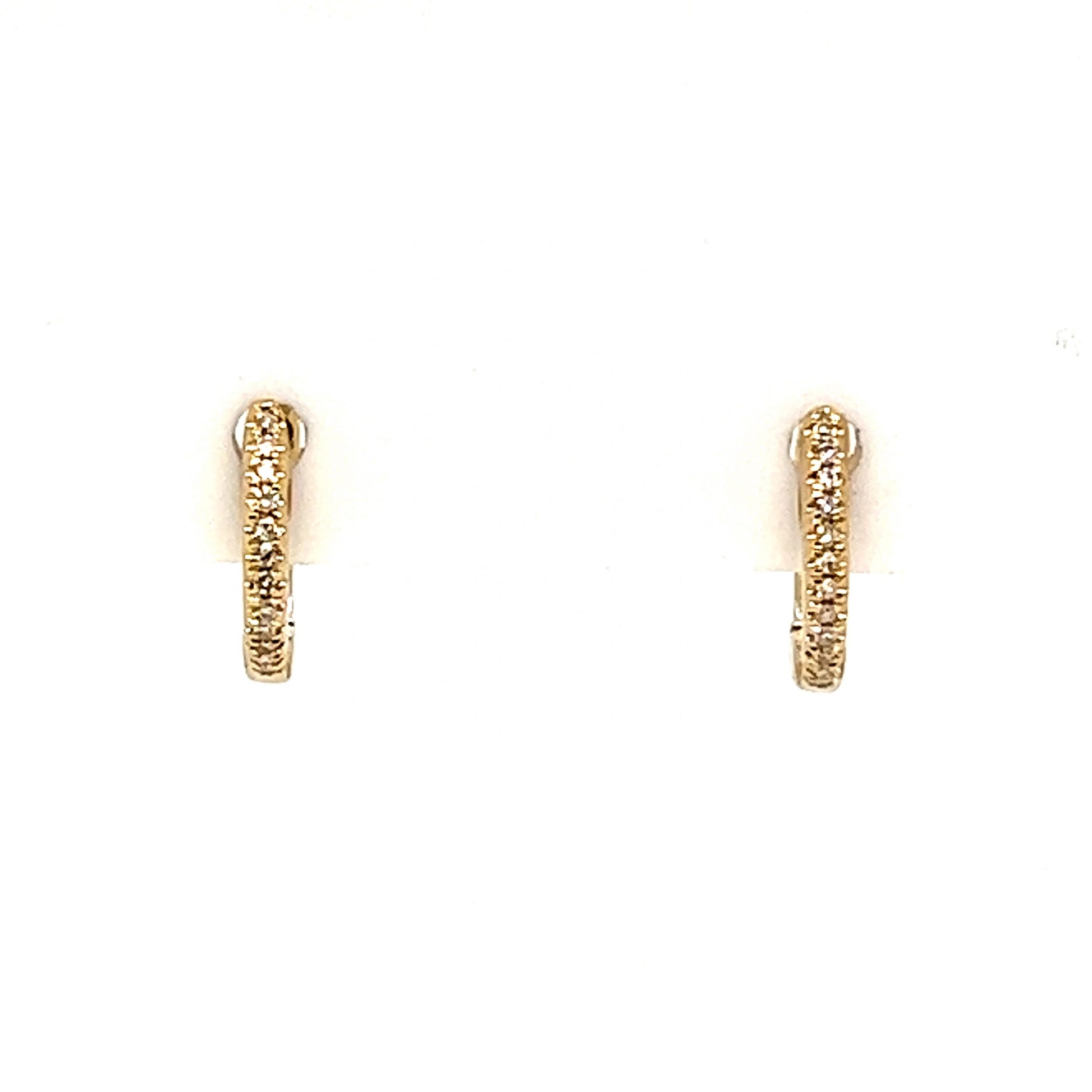 Diamond Huggie Hoop Earrings in 14k Yellow GoldComposition: 14 Karat Yellow Gold Total Diamond Weight: .04ct Total Gram Weight: 1.1 g Inscription: 14k
      