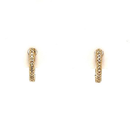 Diamond Huggie Hoop Earrings in 14k Yellow Gold