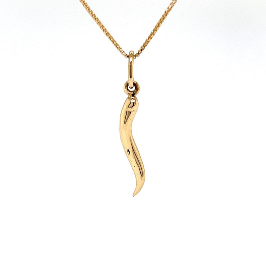 Lucky Cornicello Pendant Necklace in 14k Yellow Gold