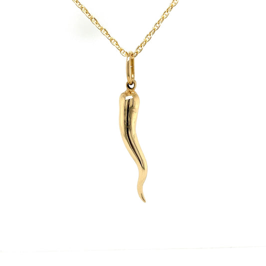 Good Luck Cornicello Pendant Necklace in 14k Yellow Gold