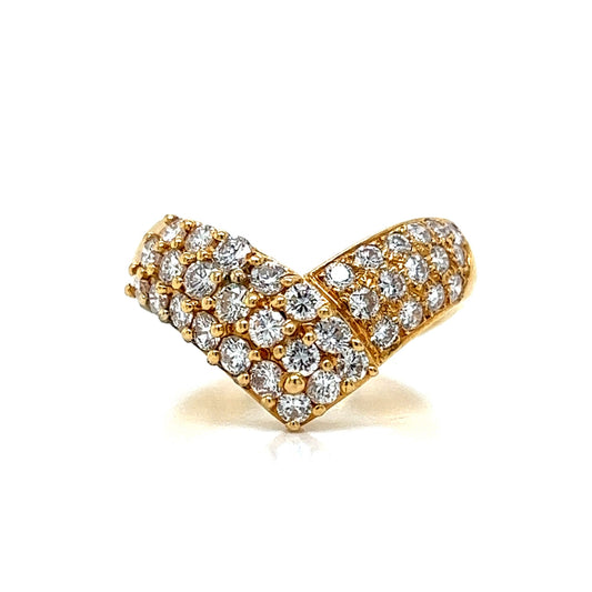 Contoured Pave Diamond Cocktail Ring 18k Yellow Gold