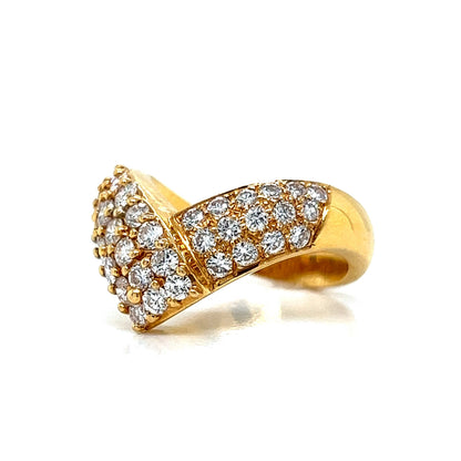 Contoured Pave Diamond Cocktail Ring 18k Yellow Gold