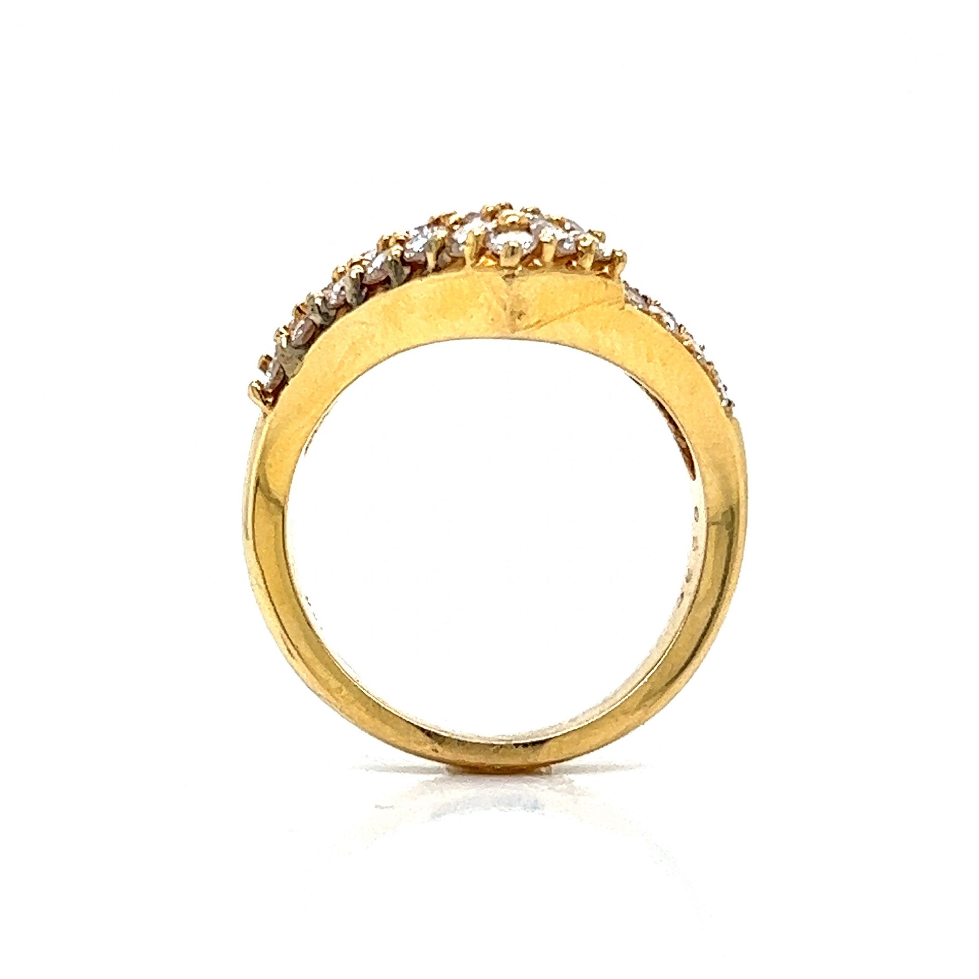 Contoured Pave Diamond Cocktail Ring 18k Yellow Gold