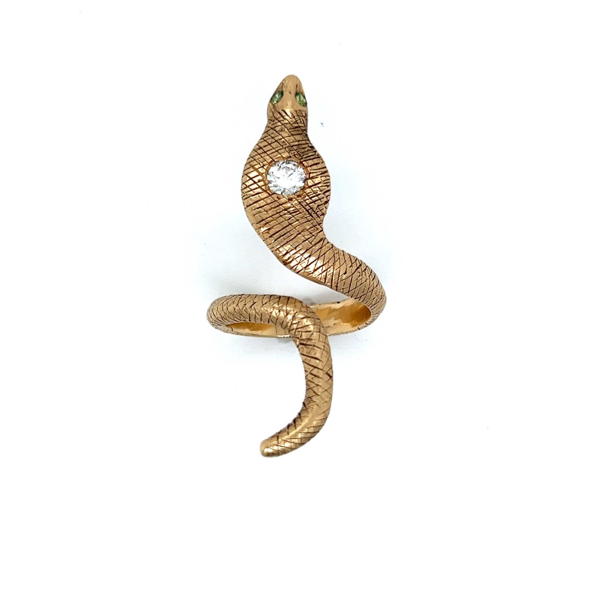 Dean Diamond Cobra Snake Ring in 14k Yellow GoldComposition: 14 Karat Yellow Gold Ring Size: 9.5 Total Diamond Weight: .46ct Total Gram Weight: 15.5 g Inscription: Dean 2006 14k 
      