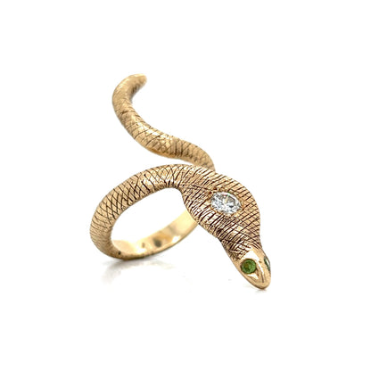 Dean Diamond Cobra Snake Ring in 14k Yellow Gold
